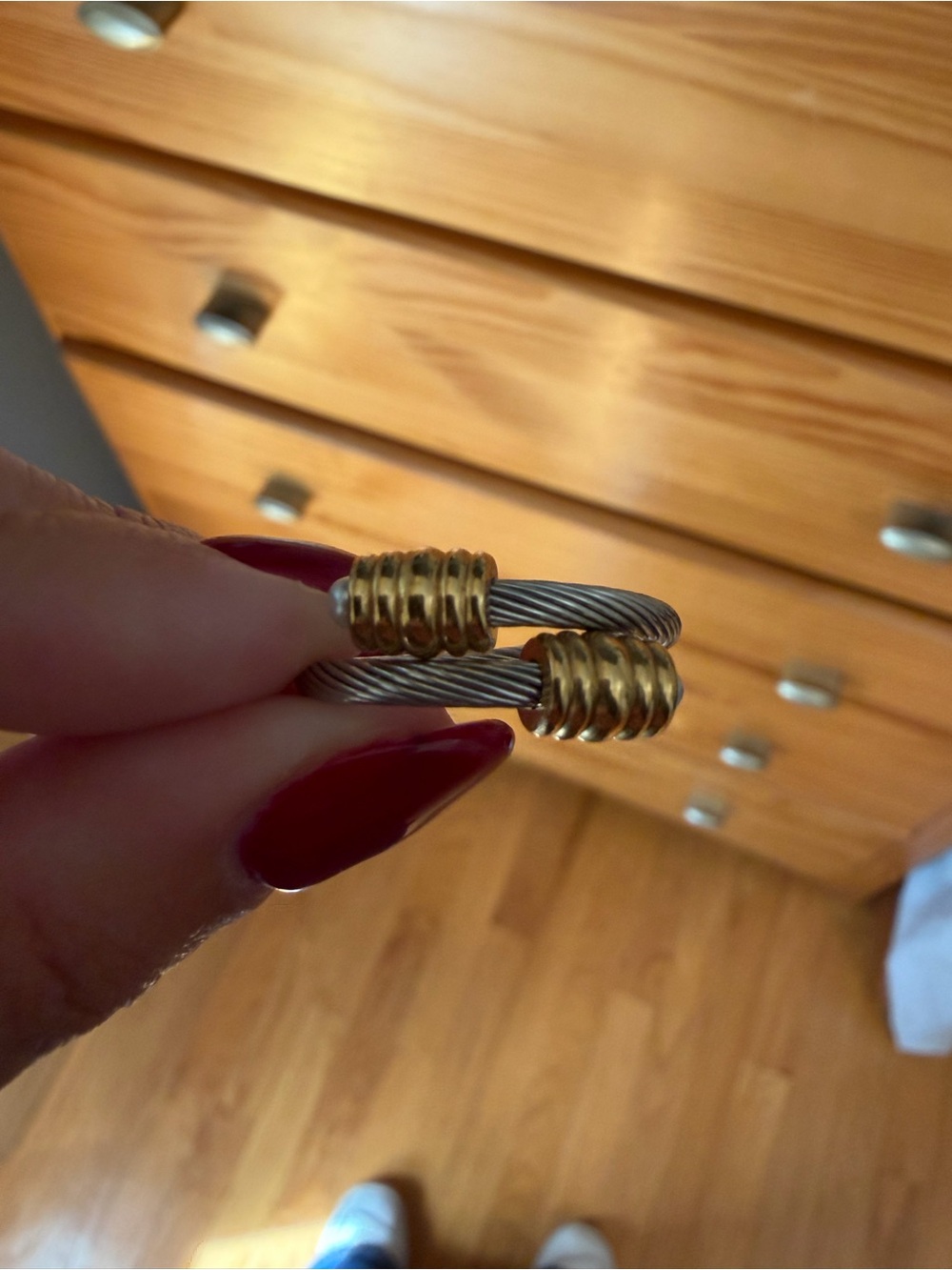 Two-Tone Cable Stackable Ring - Gold and Silver - Picture 2 of 3